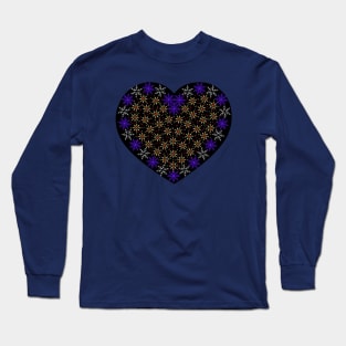 White and blue snowflakes fancy heart Long Sleeve T-Shirt